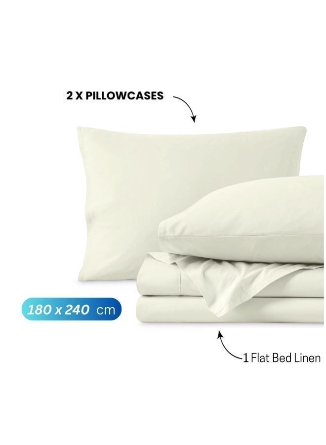 Deluxe Ivory White Comfy Flat Bed Linen Set (3 Pieces) - 180 x 240 cm - Image 4